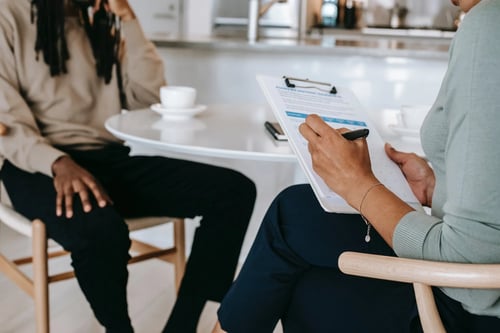 Two people in a job interview
